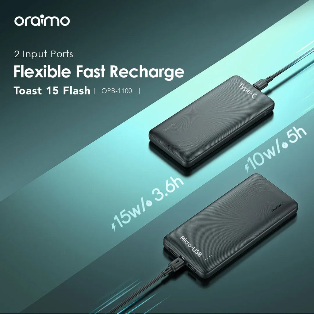 oraimo Toast 15 Flash 10000mAh Fast Charging Power Bank