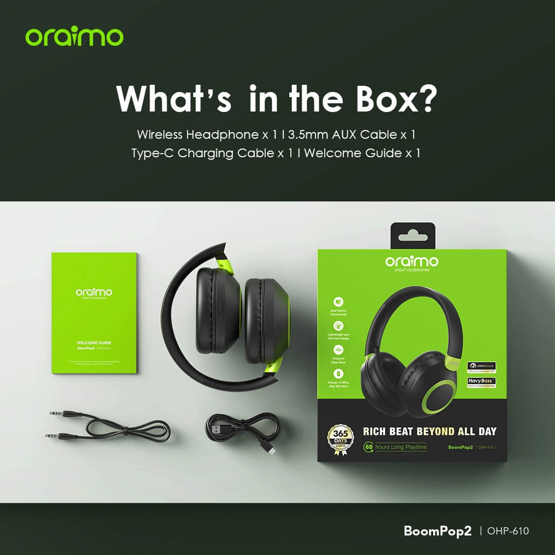 Oraimo BoomPop2S ENC Over-Ear Wireless Headphones