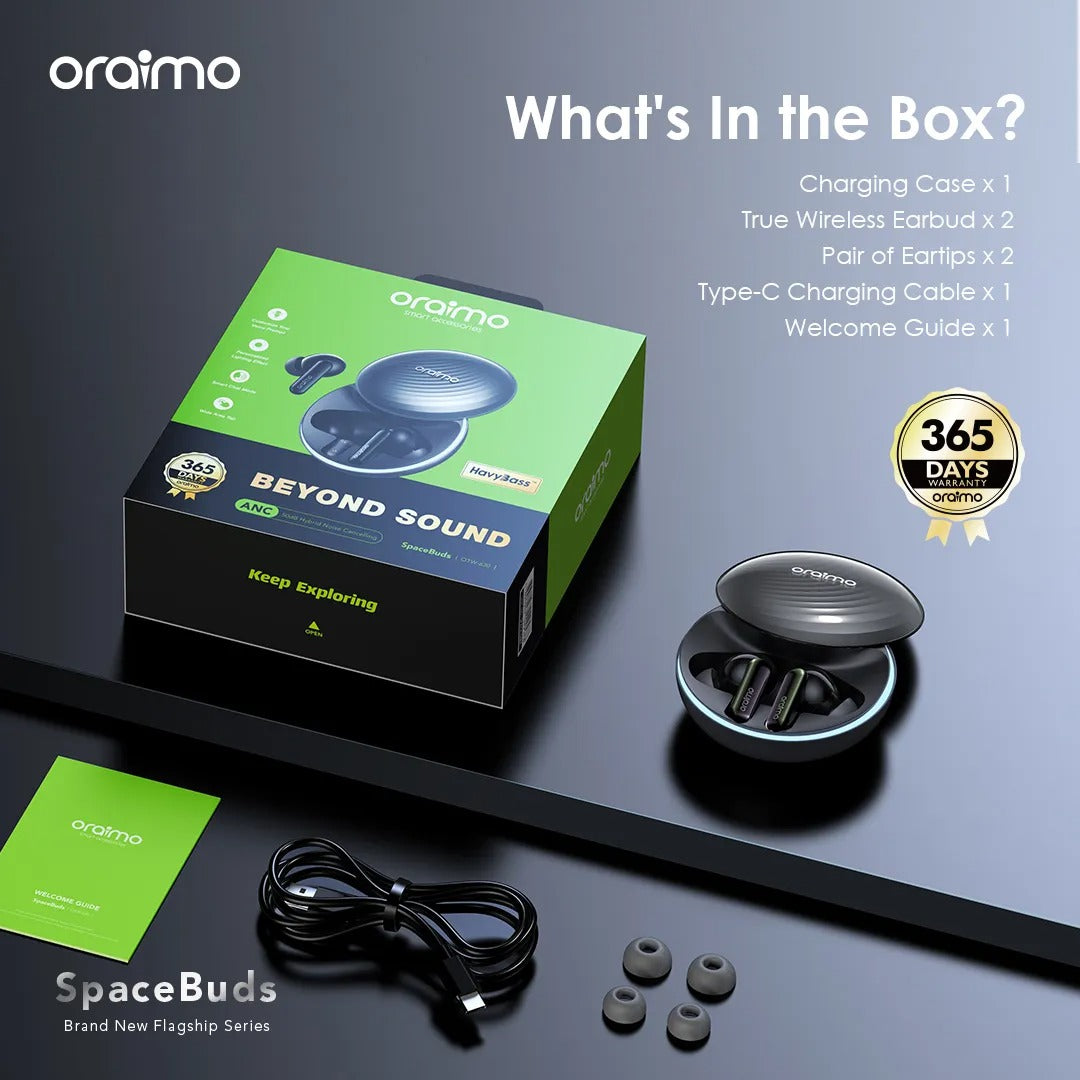 Oraimo SpaceBuds Hybrid ANC True Wireless Earbuds Customized Voice Prompt